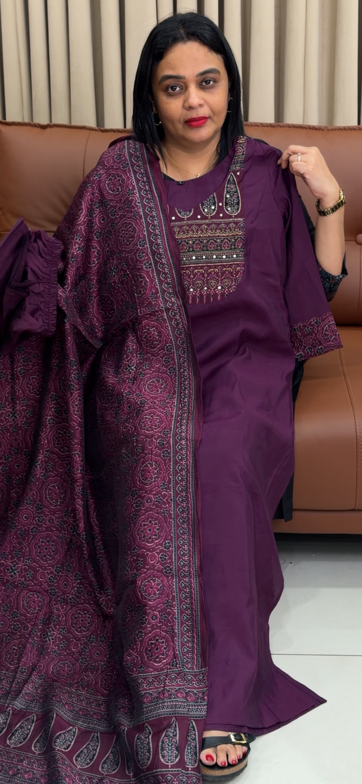 SEMI MODAL TOP, BOTTOM AND DUPATTA - NUWA - 1769