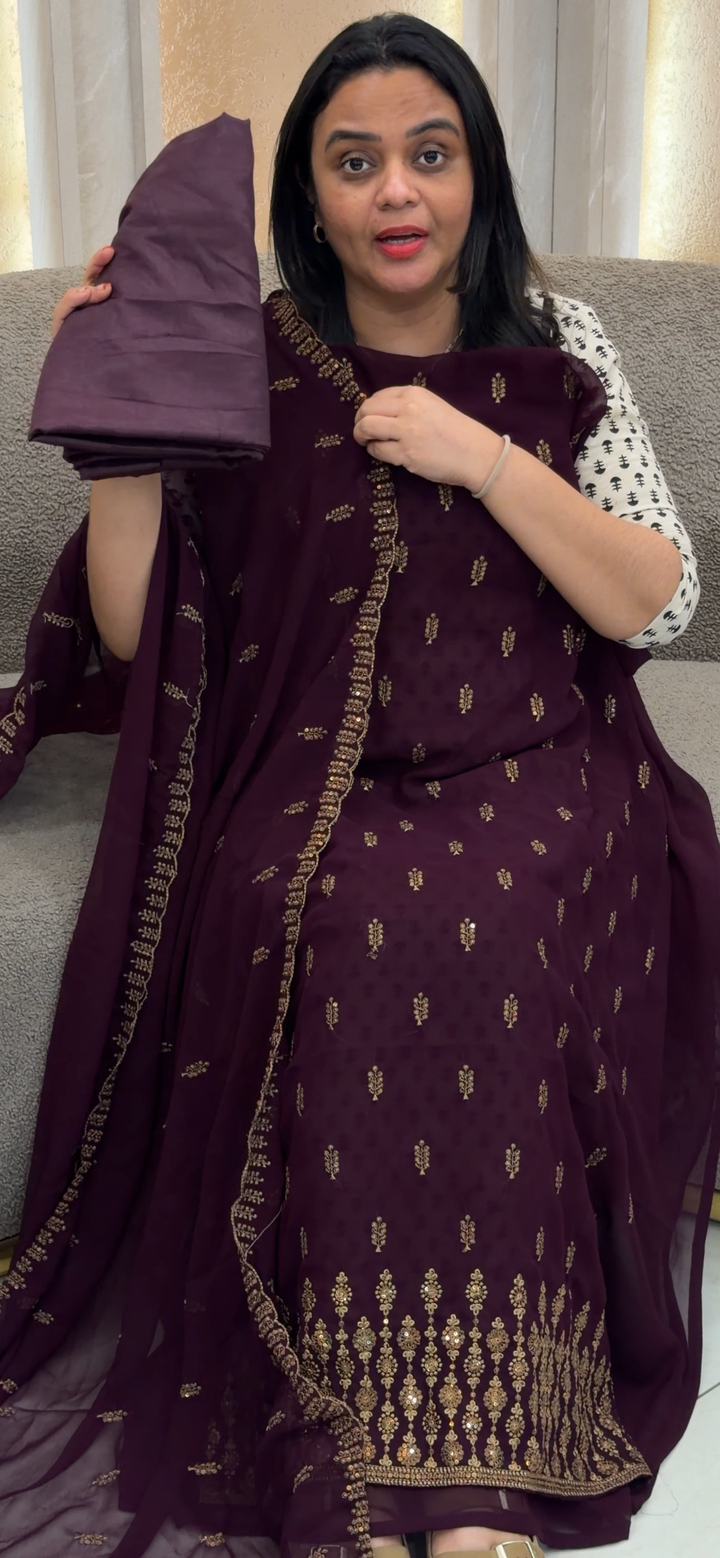 FAUX GEORGETTE UNSTITCHED SALWAR SUITS - NUWA - 1069