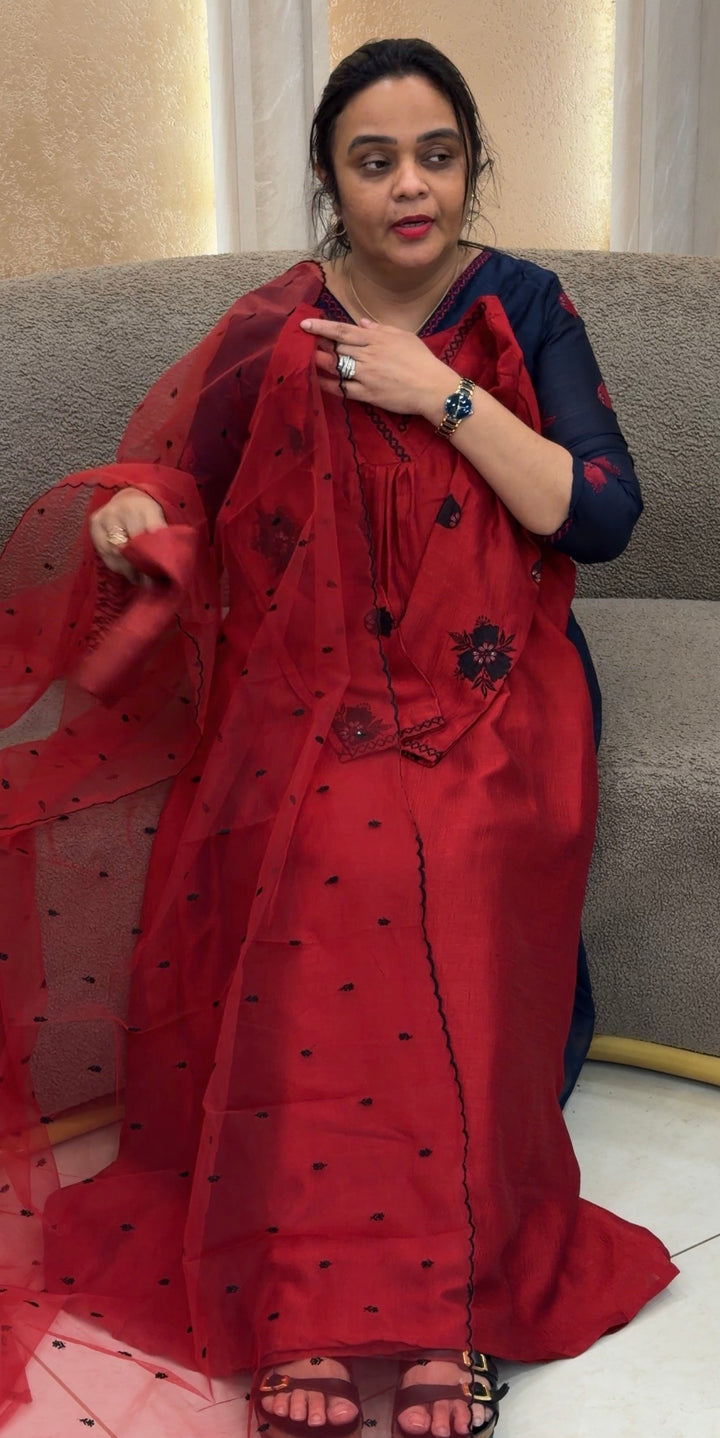 SEMI RAW SILK TOP,BOTTOM AND DUPATTA - NUWA-2037