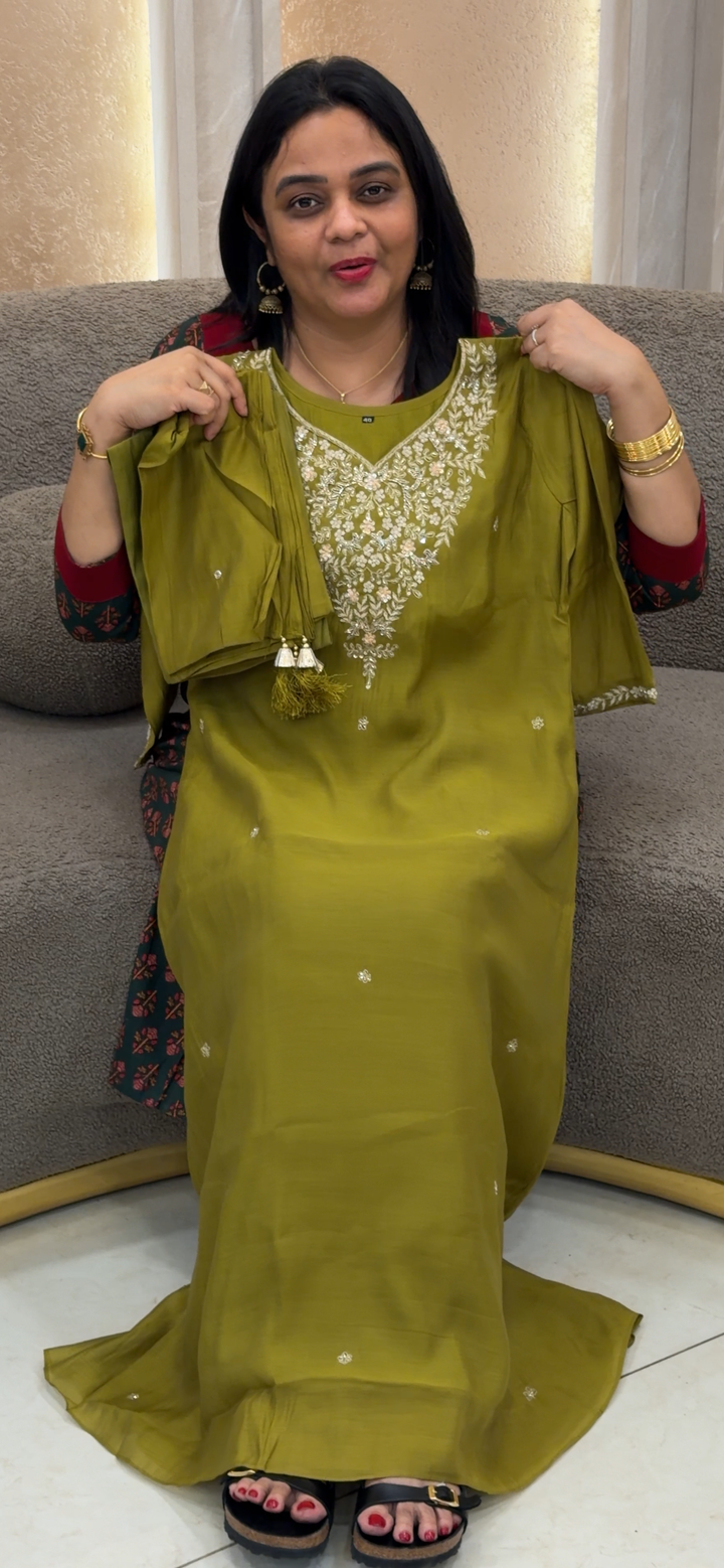MALAI CHANDERI TOP, BOTTOM AND DUPATTA - NUWA - 1661