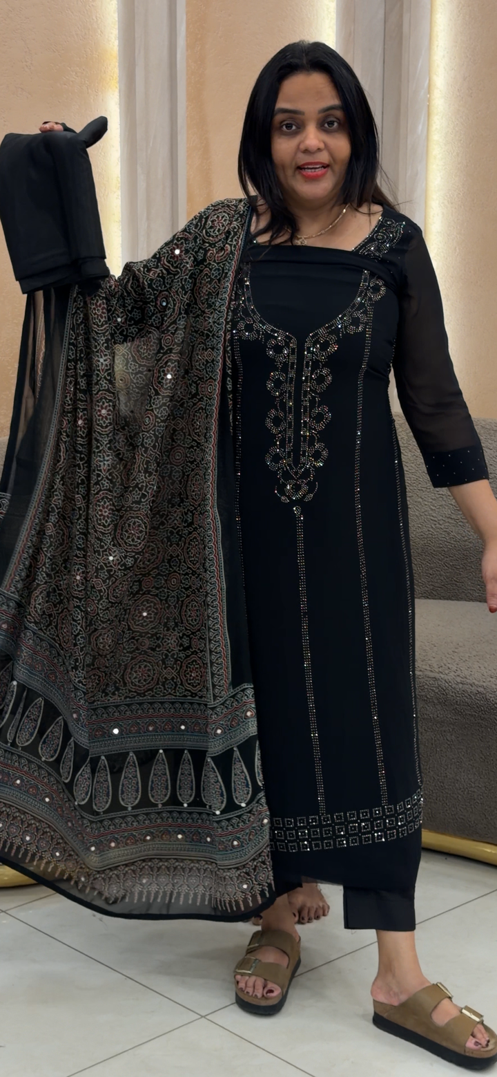 GEORGETTE UNSTITCHED SLAWAR SUITS - NUWA - 1037