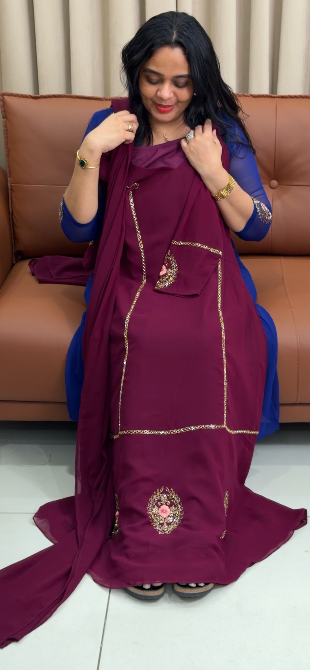 IN-HOUSE HAND WORKED TOP AND DUPATTA - NUWA-2176