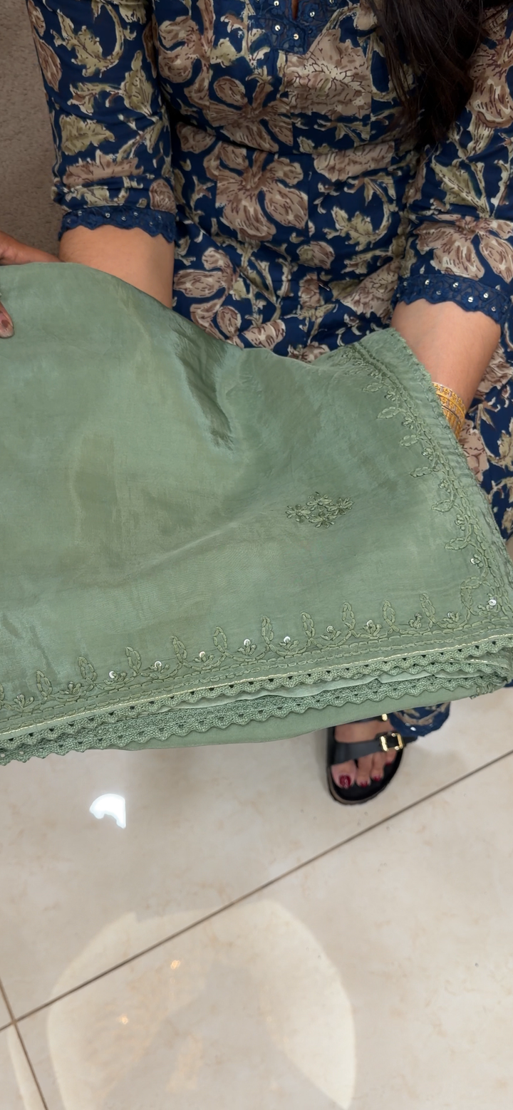 VISCOSE CRAPE CHIKANKARI SAREES - NUWA - 1623