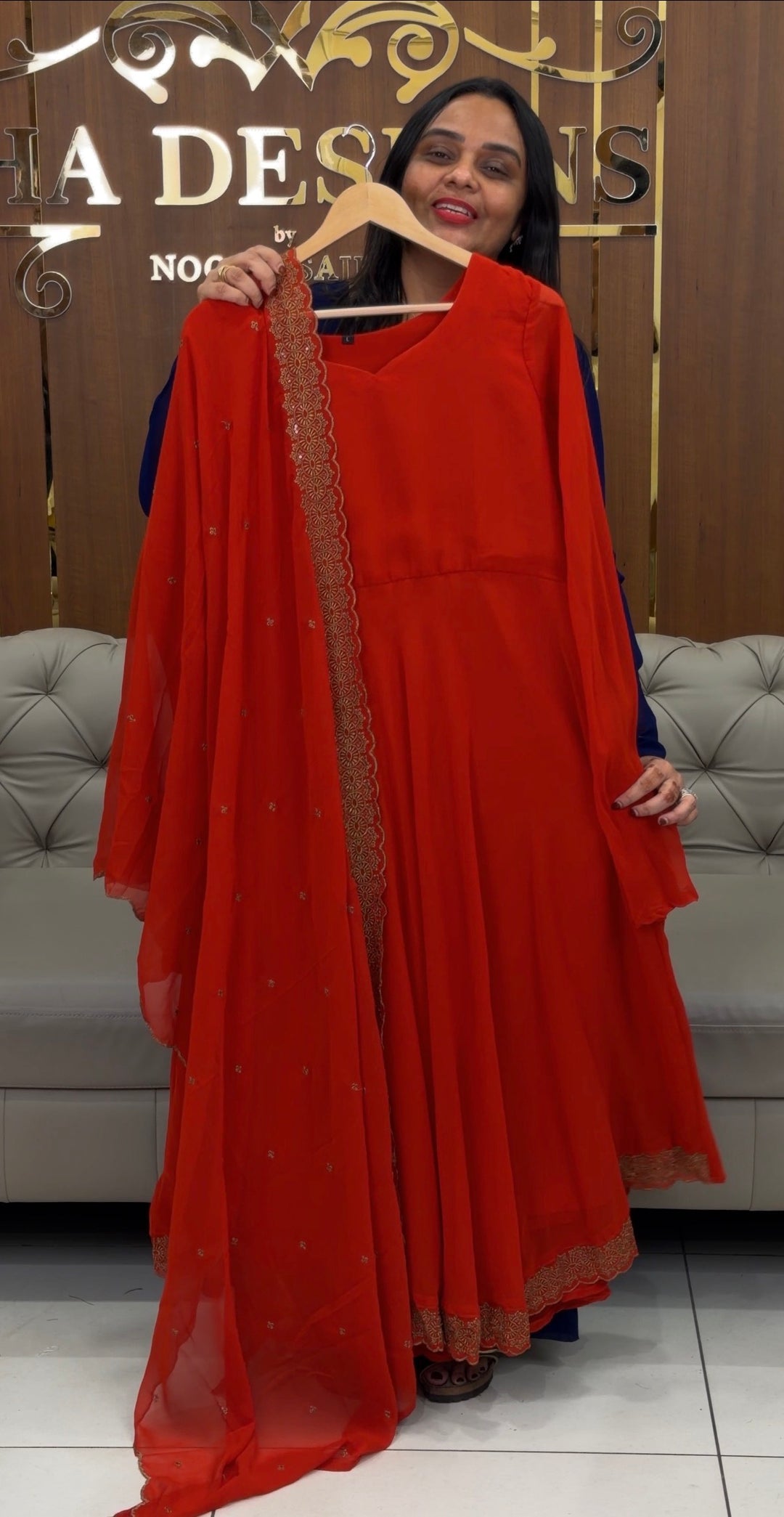 FAUX GEORGETTE ANARKALI TOP AND DUPATTA - NUWA-781