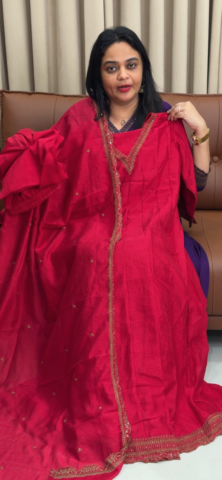 SEMI RAW SILK TOP, BOTTOM AND DUPATTA - NUWA - 1691