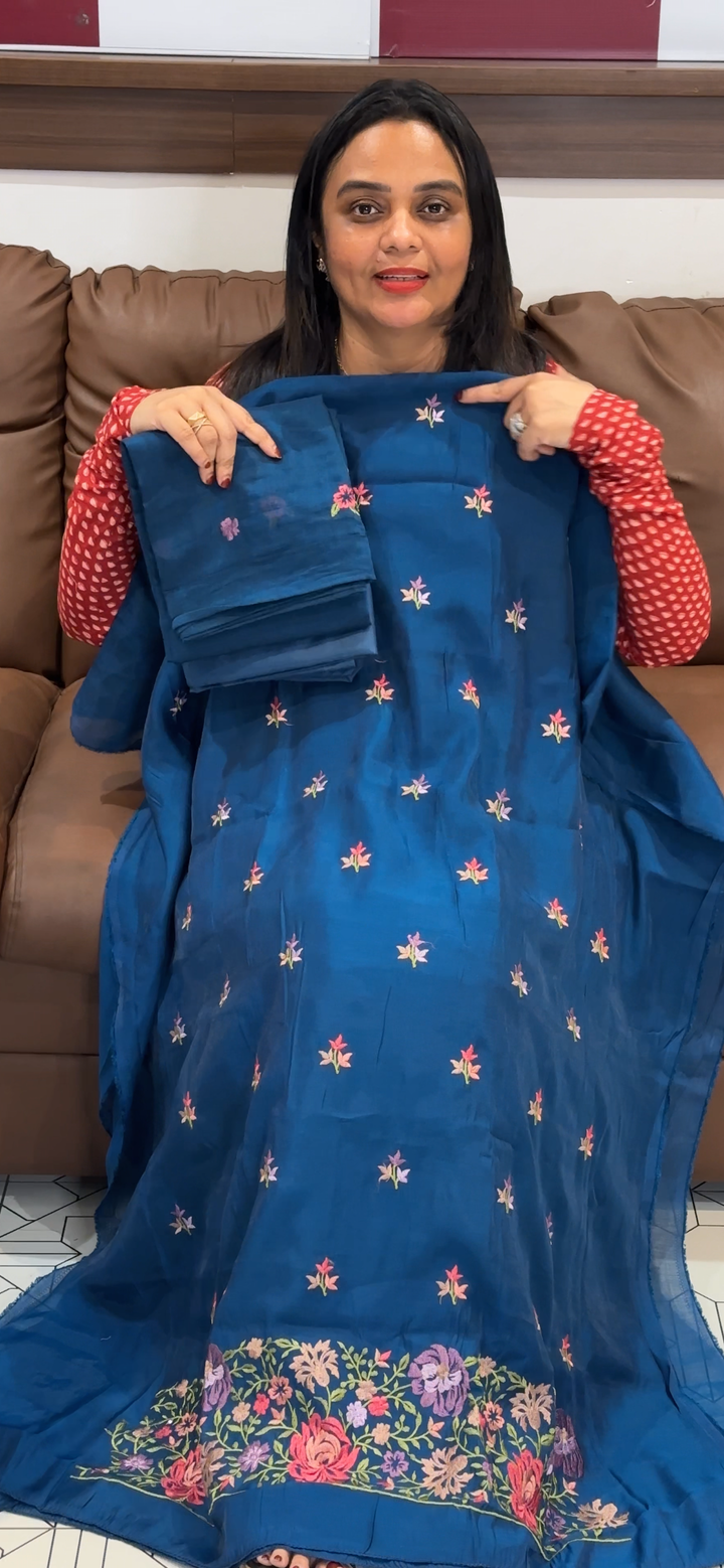 MALAI CHANDERI UNSTITCHED SALWAR SUITS - NUWA - 755