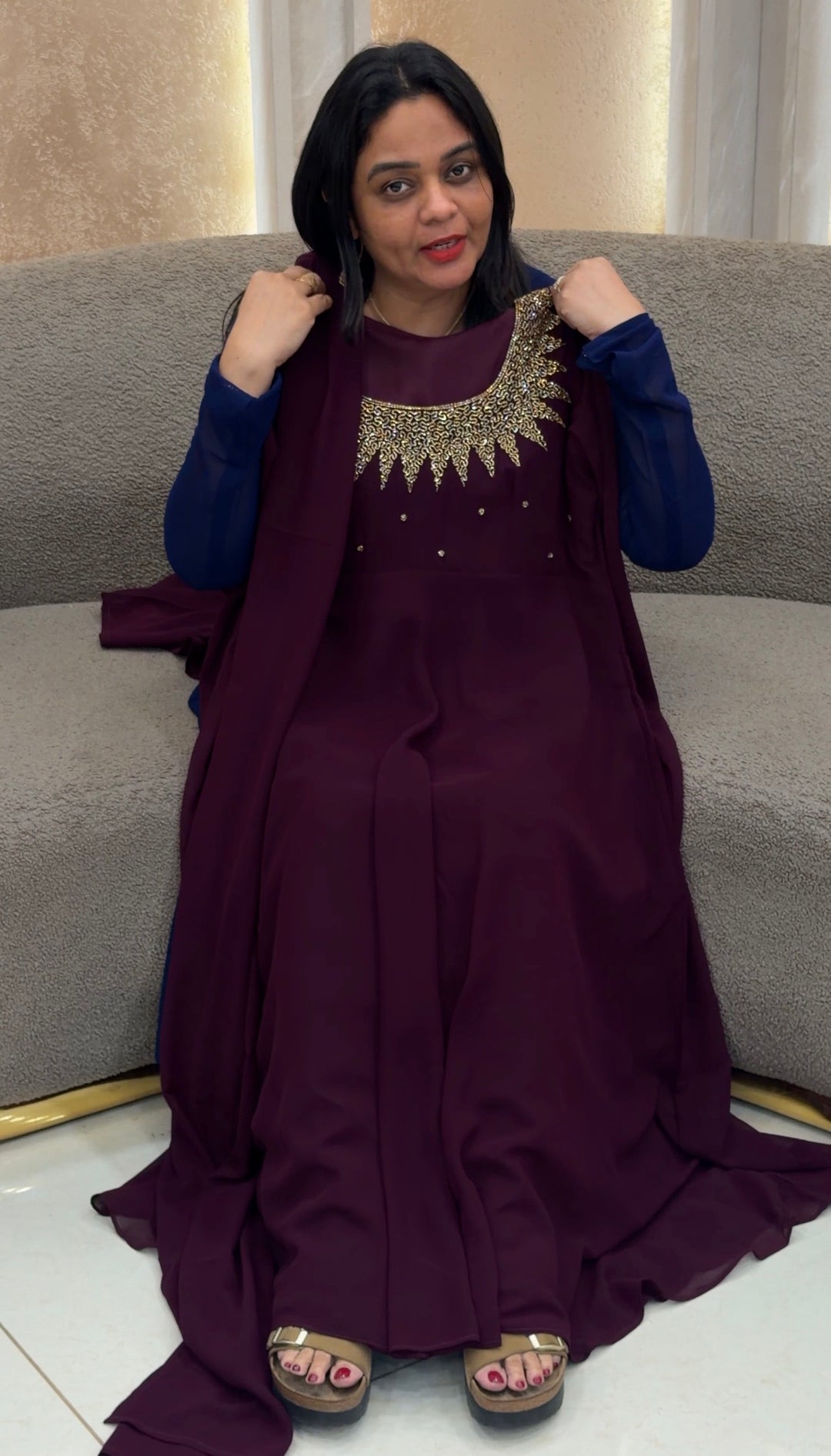 IN-HOUSE PARTY WEAR ANARKALI TOP AND DUPATTA - IHA 1458