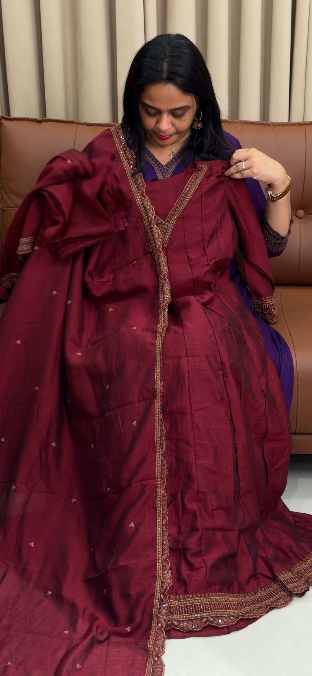 SEMI RAW SILK TOP, BOTTOM AND DUPATTA - NUWA - 1691