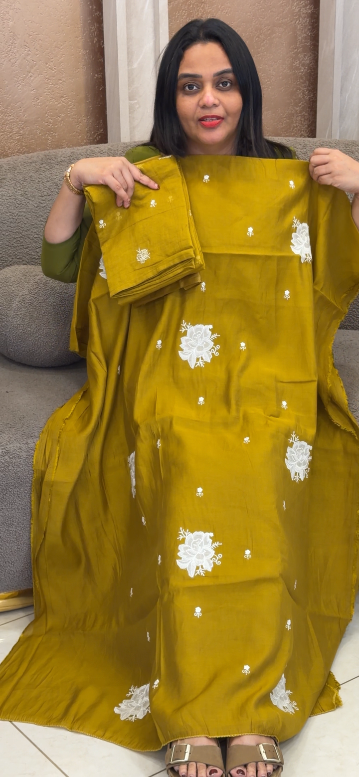 MUL CHANDERI UNSTITCHED SALWAR SUITS - NUWA - 1043