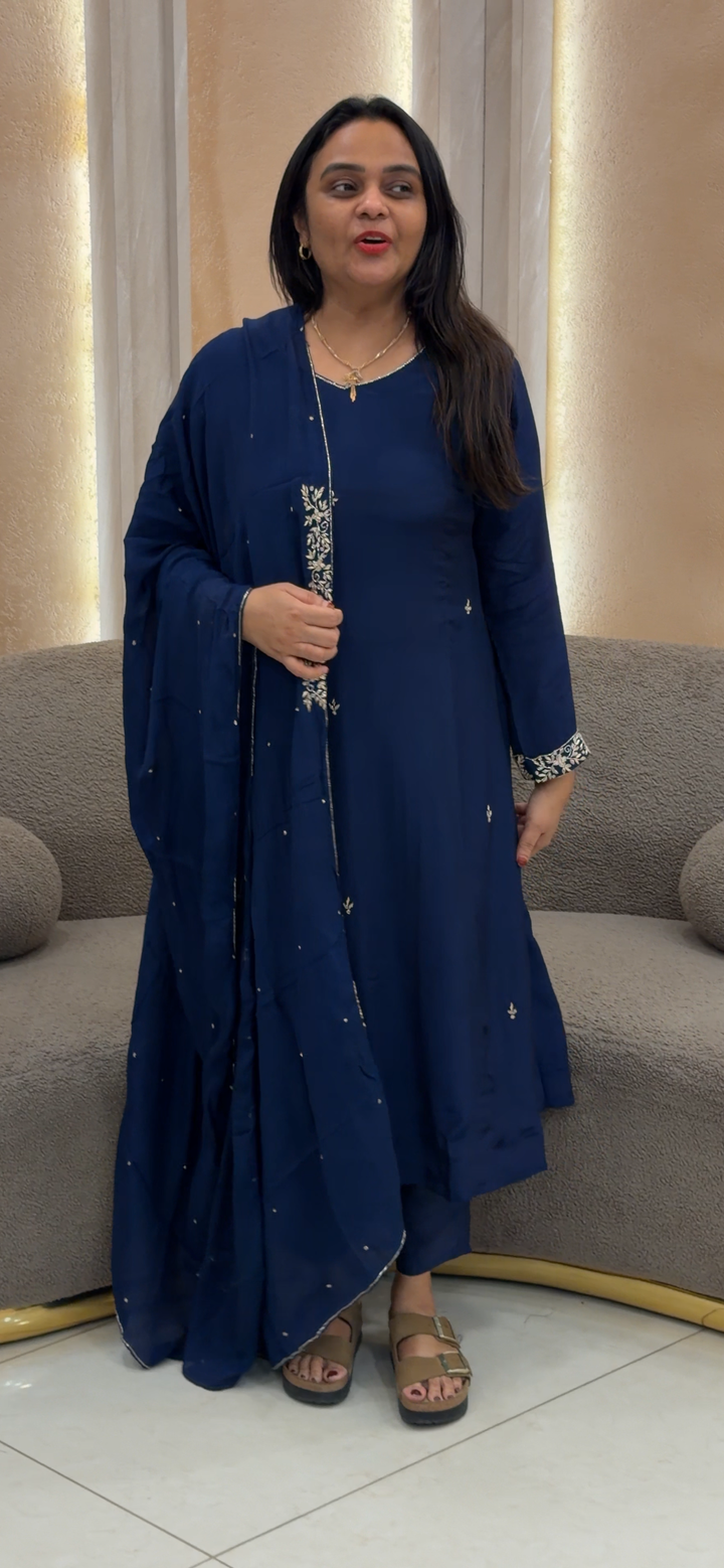 CRAPE SILK TOP, BOTTOM AND DUPATTA - NUWA - 1038
