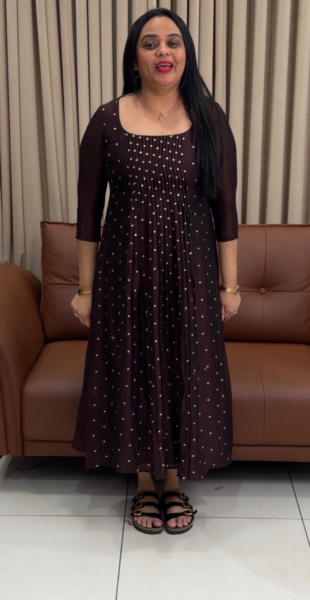 IN-HOUSE SEMI RAW SILK SLITTED TOPS -  NUWA-1912
