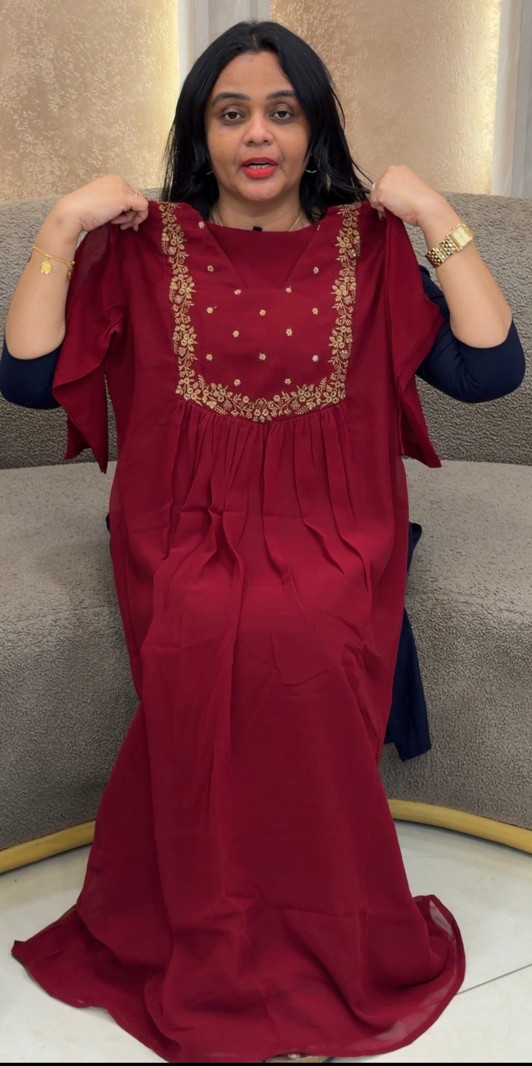 OFFER SALE FAUX GEORGETTE LONG ALINE TOP - NUWA - 2441