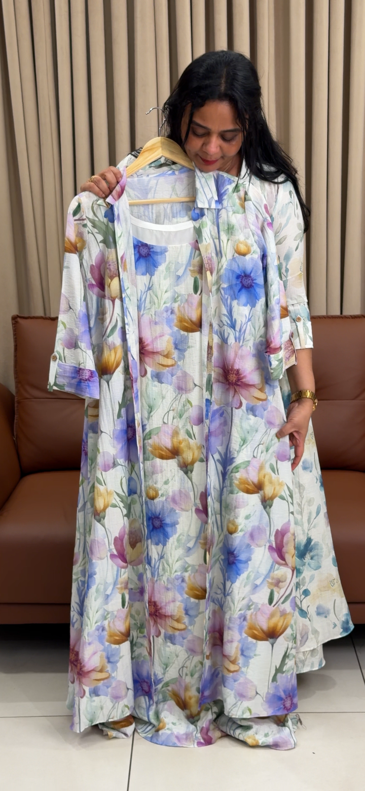 IN-HOUSE PRINTED LINEN TOP AND JACKET - NUWA - 1847