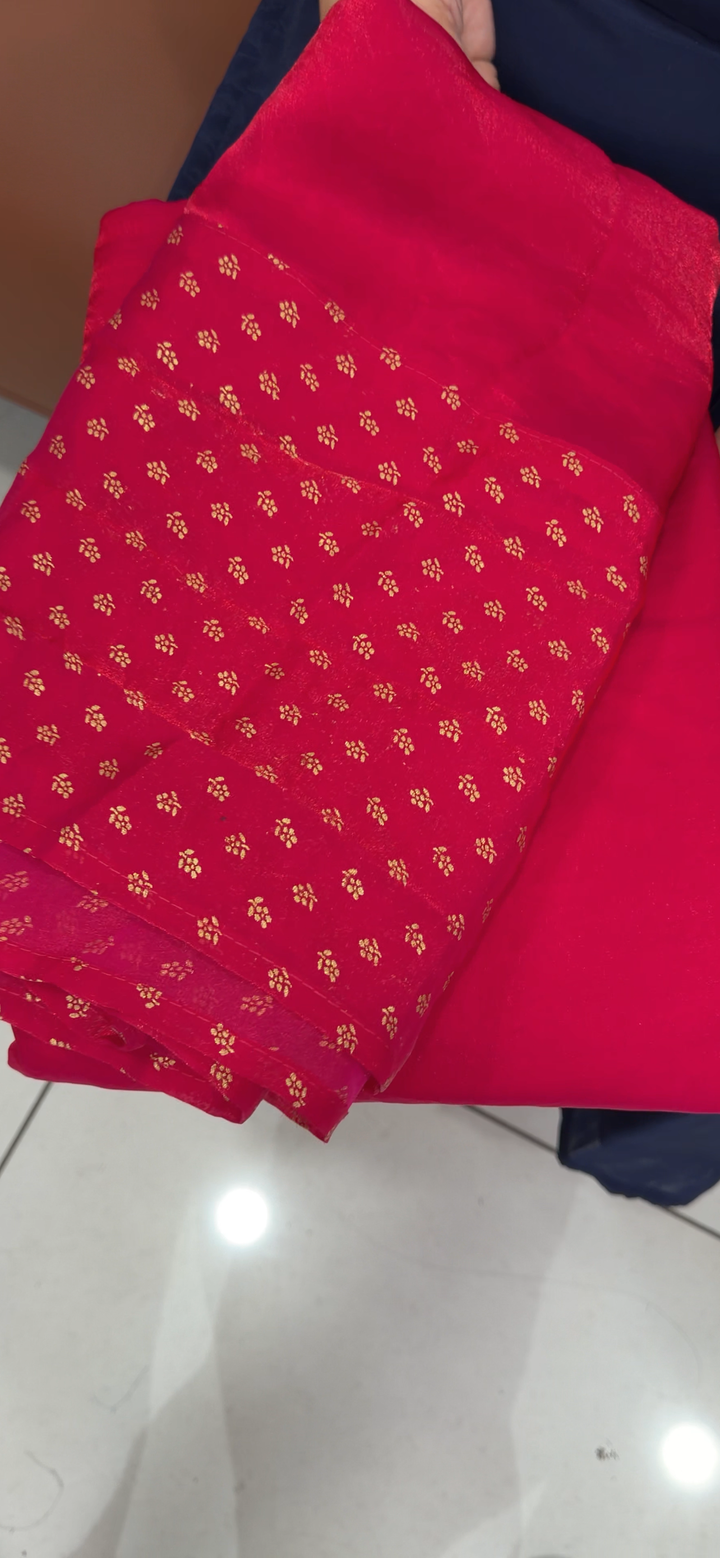 VELVET ORGANZA UNSTITCHED SALWAR SUITS - NUWA - 1989