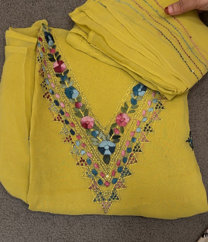 LUCKNOWI CHIKANKARI UNSTITCHED SALWAR SUITS - NUWA-1952