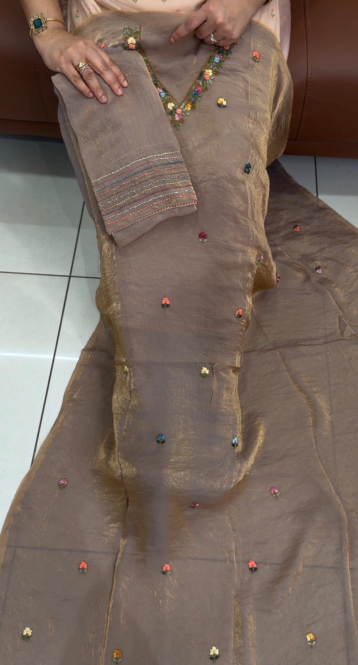 VELVET ORGANZA UNSTITCHED SALWAR SUITS - NUWA-1815