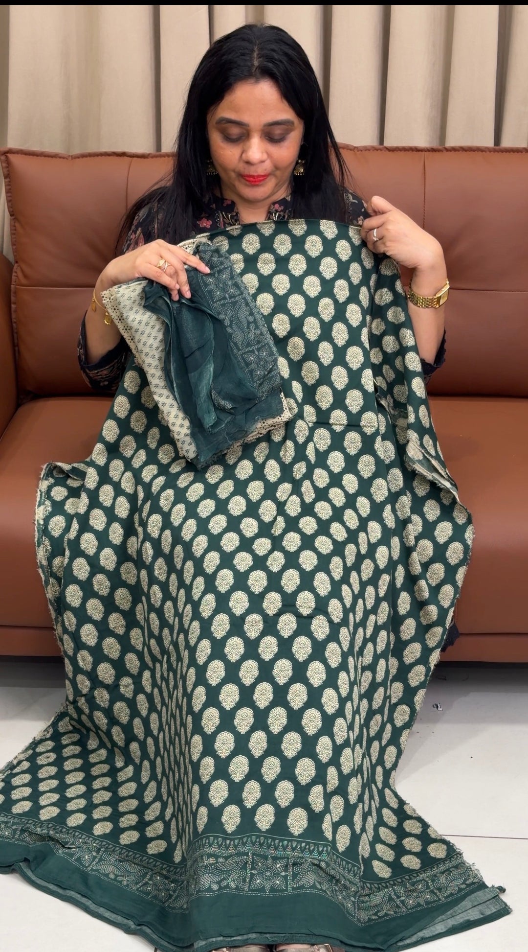 PRINTED CHANDERI UNSTITCHED SALWAR SUITS - NUWA-2376
