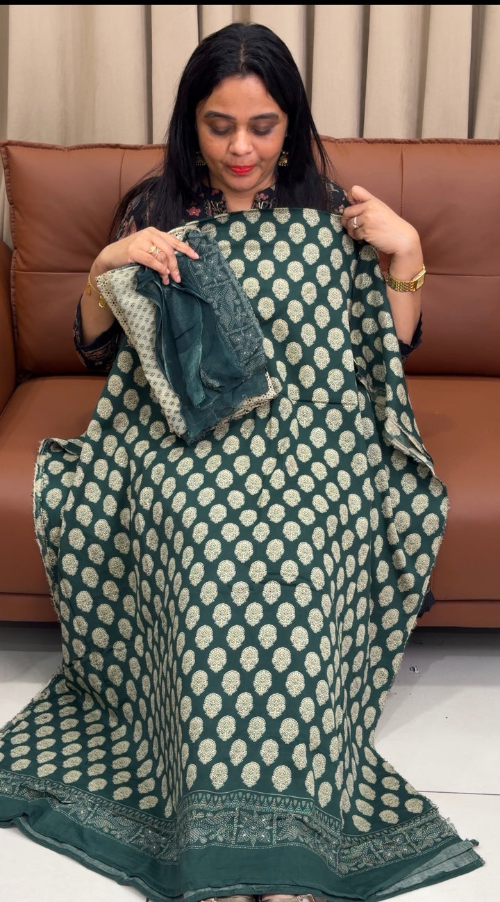 PRINTED CHANDERI UNSTITCHED SALWAR SUITS - NUWA-2376