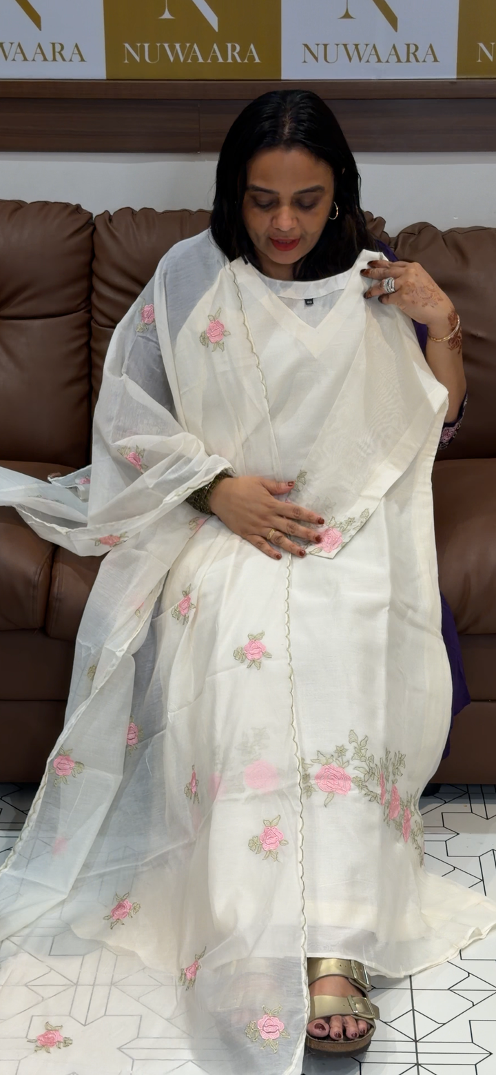 MUL CHANDERI TOP, BOTTOM AND DUPATTA - NUWA - 721