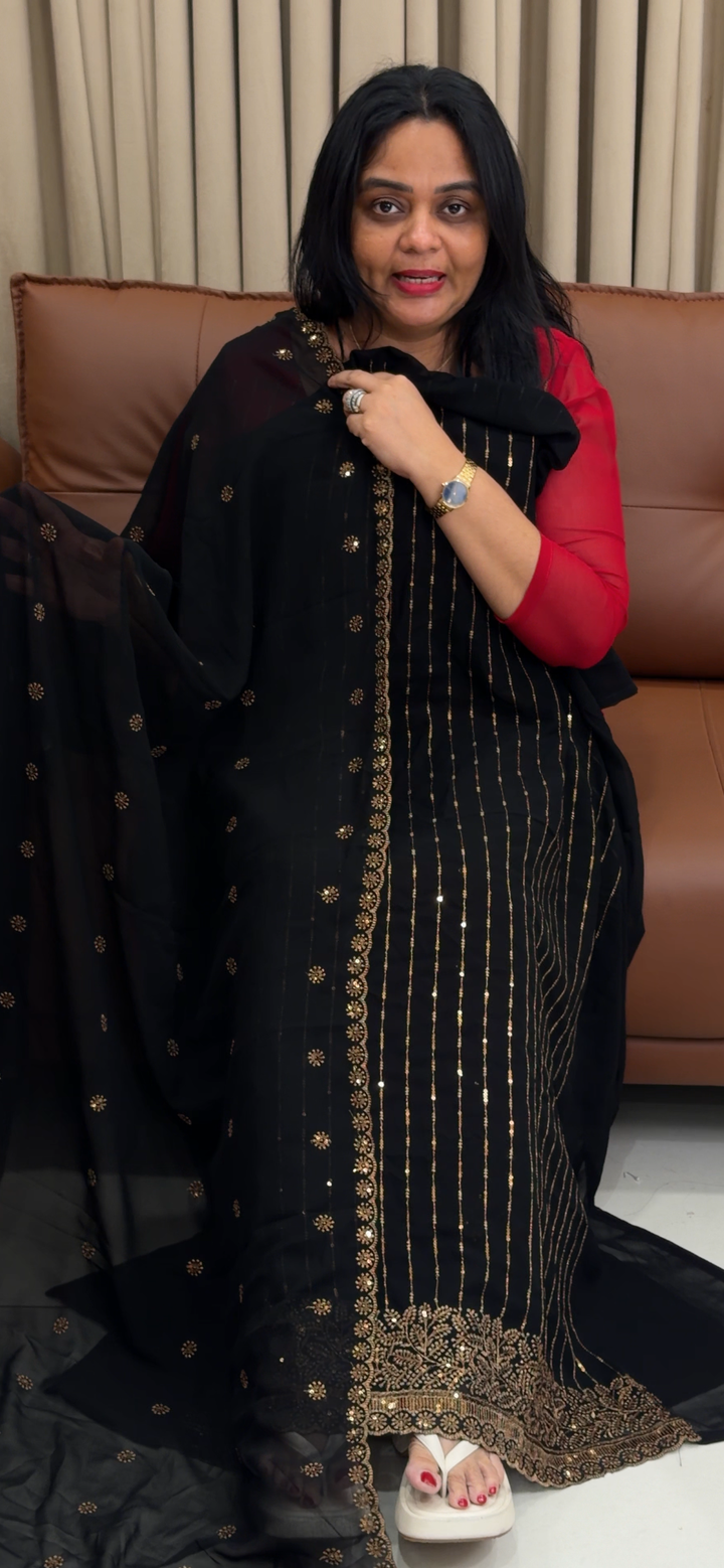 FORWARD FAUX GEORGETTE UNSTITCHED SALWAR SUITS - NUWA - 1850