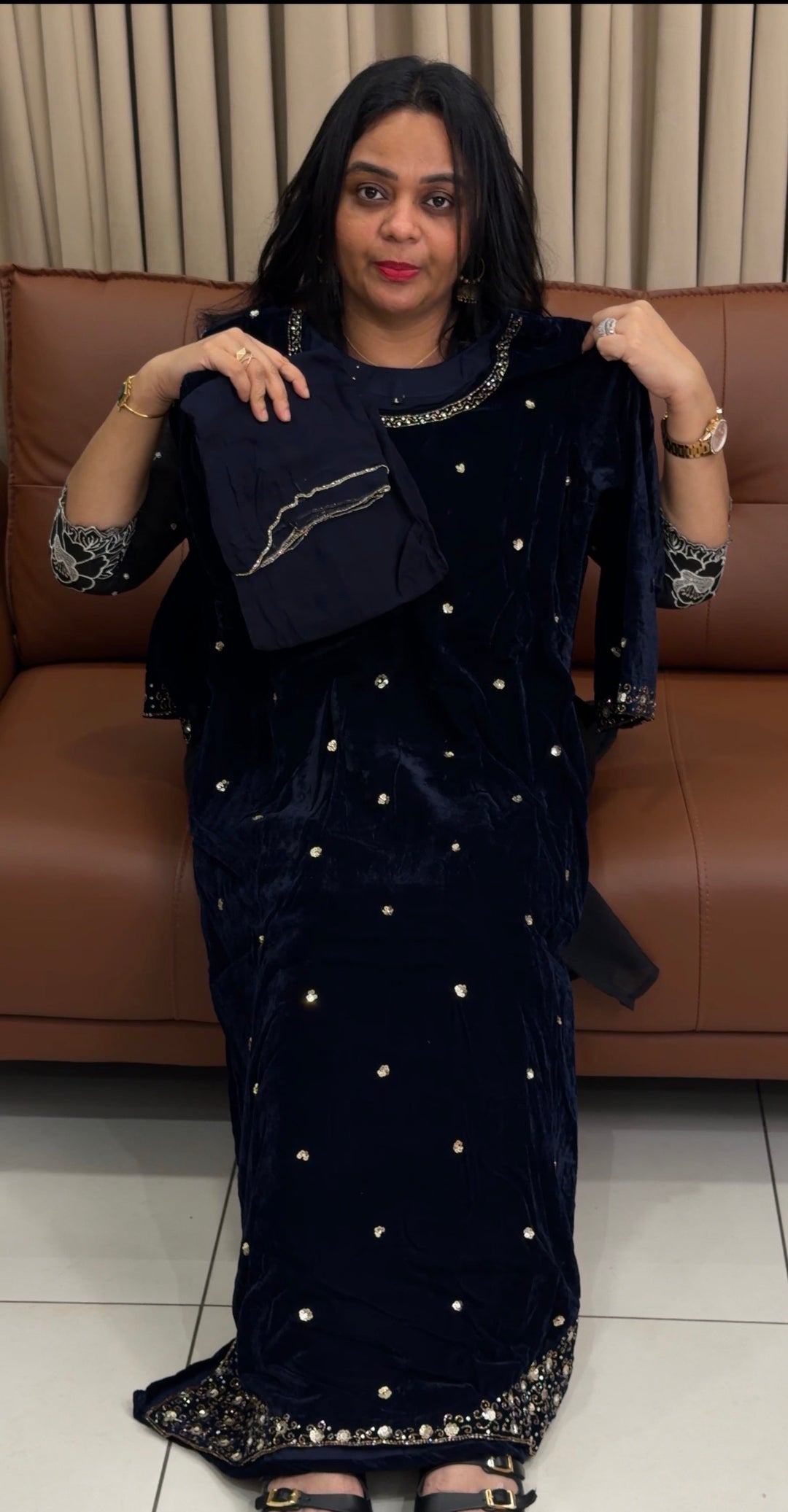 HANDWORKED VELVET TOP,BOTTOM AND DUPATTA - NIUWA-1835