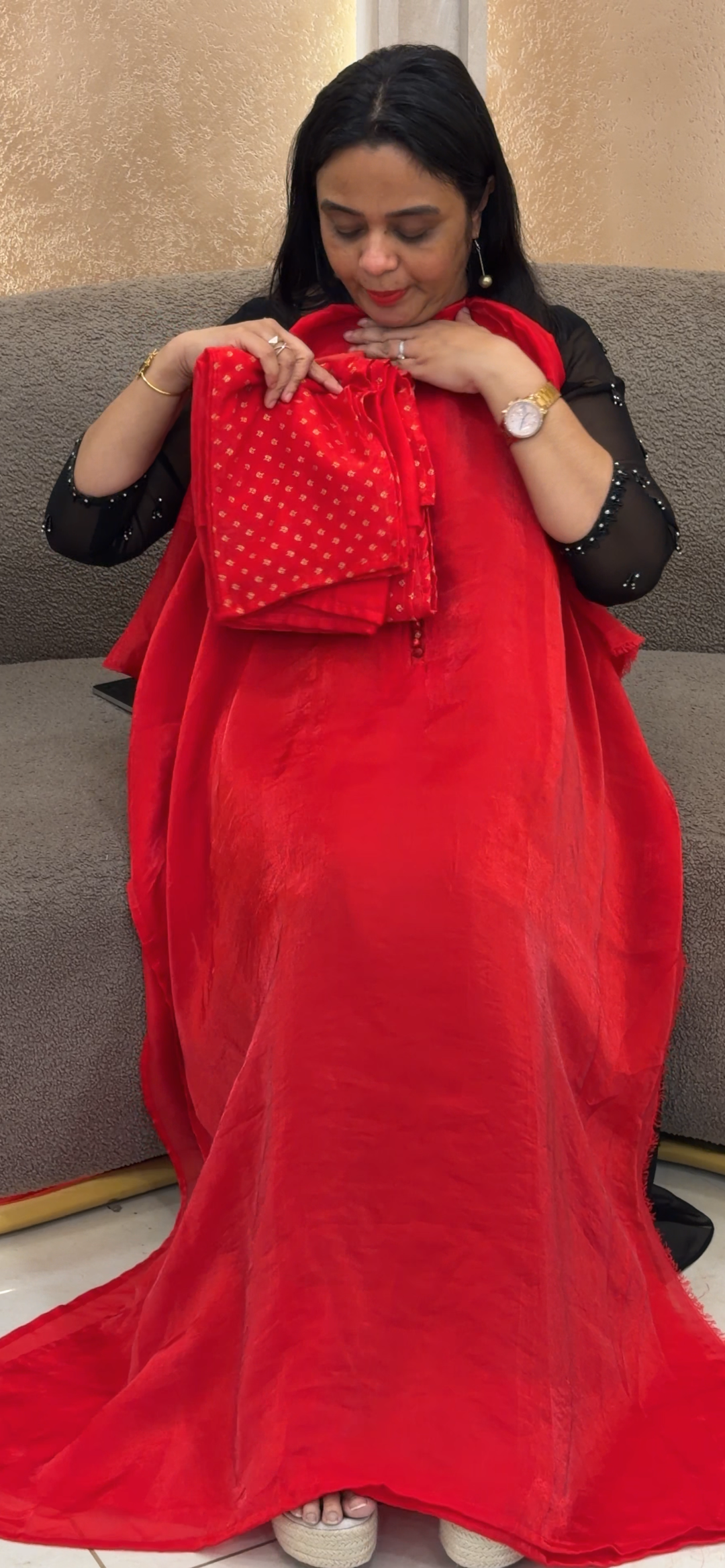 VELVET ORGANZA UNSTITCHED SALWAR SUITS - NUWA - 2282