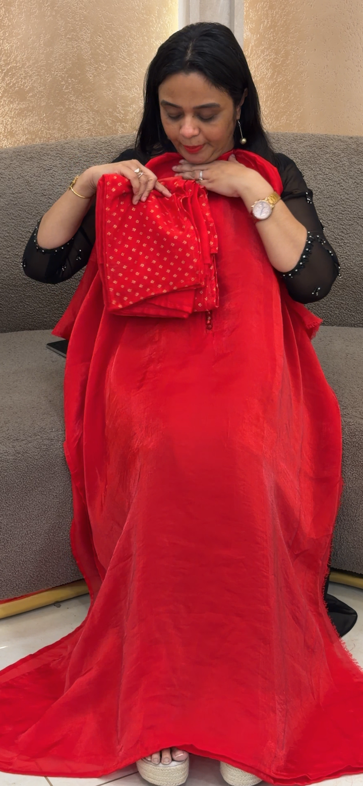 VELVET ORGANZA UNSTITCHED SALWAR SUITS - NUWA - 2282