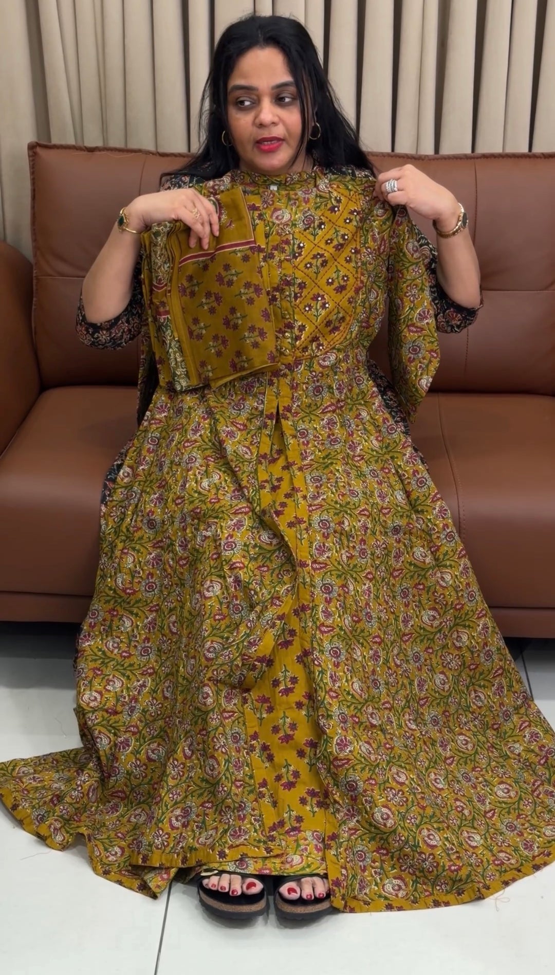 PRINTED ANARKALI TOP ,BOTTOM AND DUPATTA - NUWA- 1864