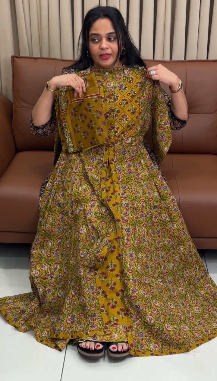 PRINTED ANARKALI TOP ,BOTTOM AND DUPATTA - NUWA- 1864