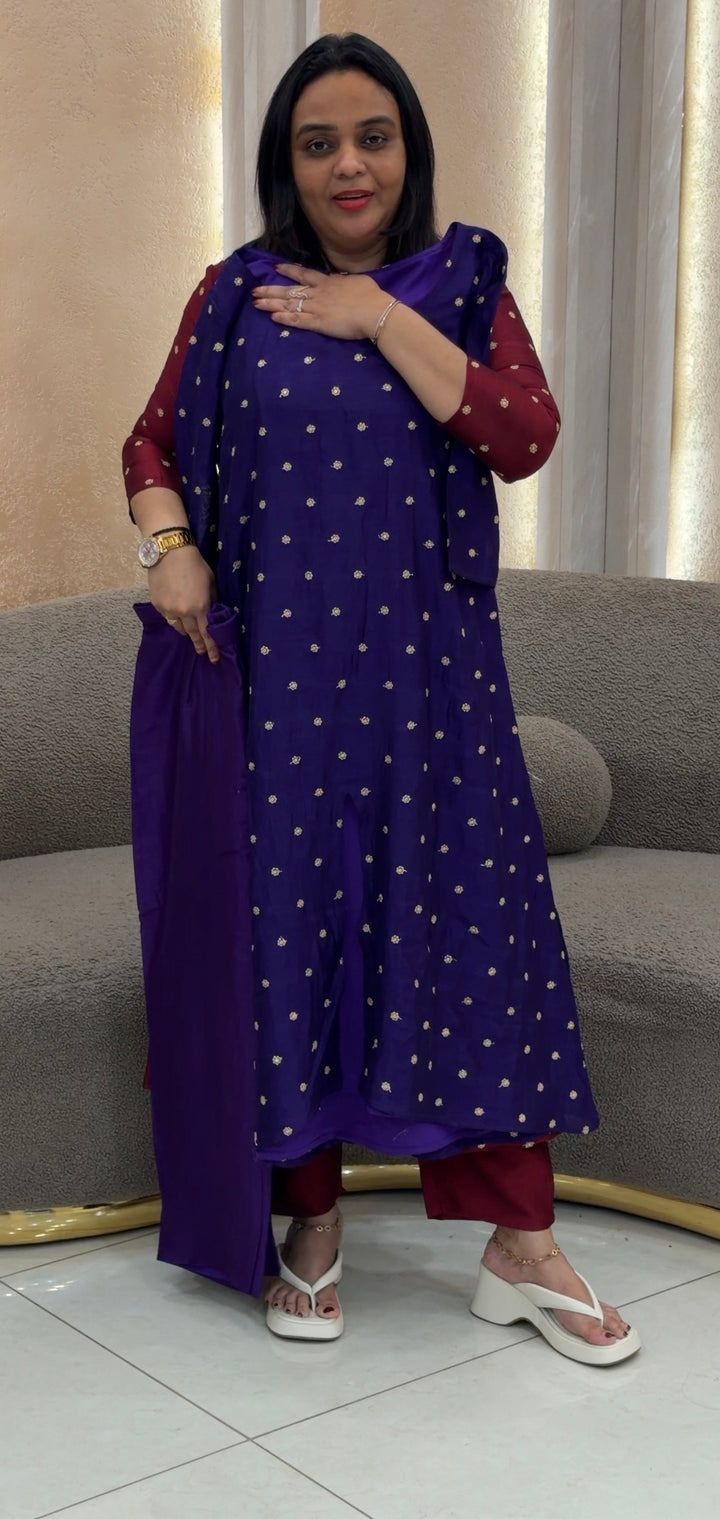 SEMI RAW SILK CO-ORDS SETS - NUWA-1147
