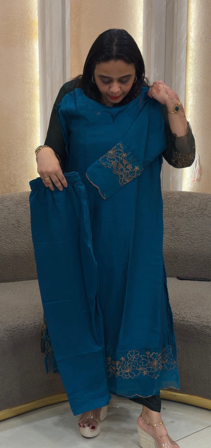 SEMI RAW SILK CO-ORDS SETS - NUWA-1235