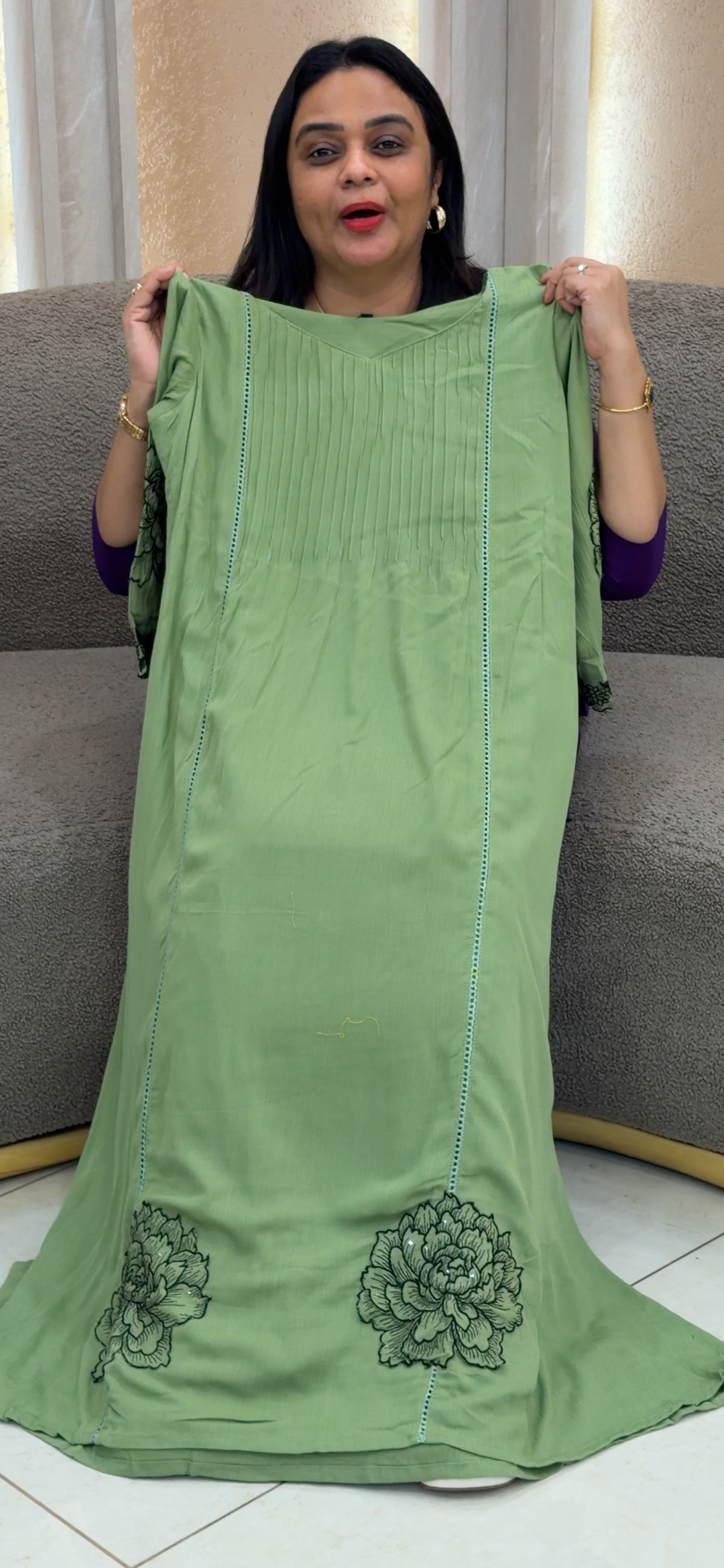 CRUSHED RAYON LONG ALINE TOPS - NUWA- 1406