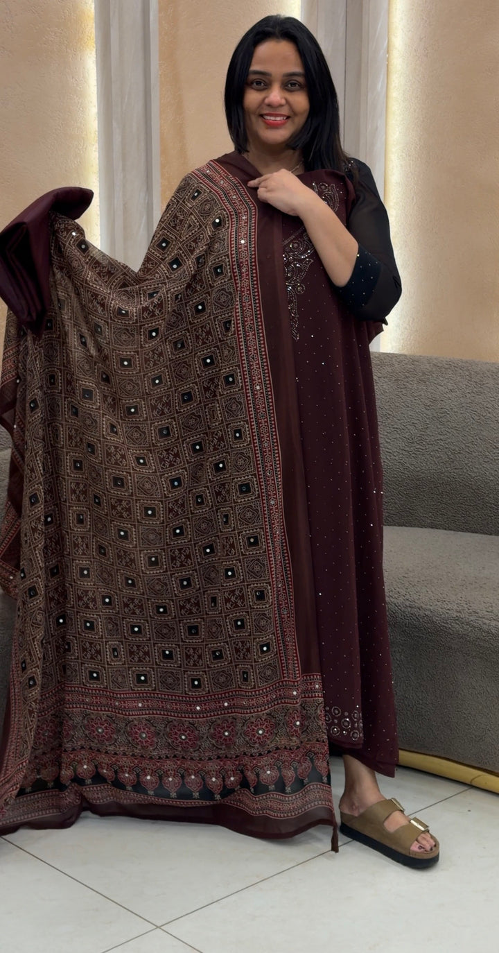 FAUX GEORGETTE UNSTITCHED SALWAR SUITS - NUWA - 1030