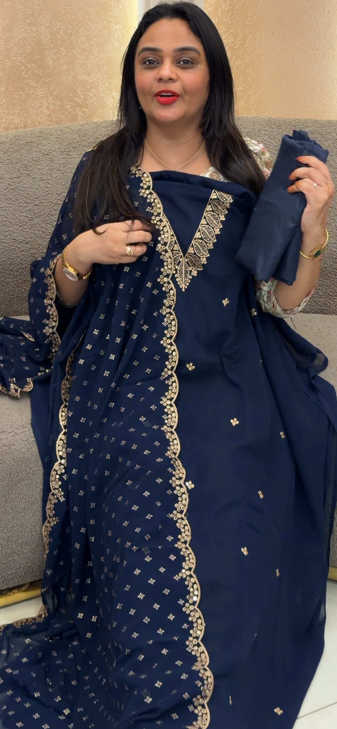 FAUX GEORGETTE UNSTITCHED SALWAR SUITS  - NUWA - 1268