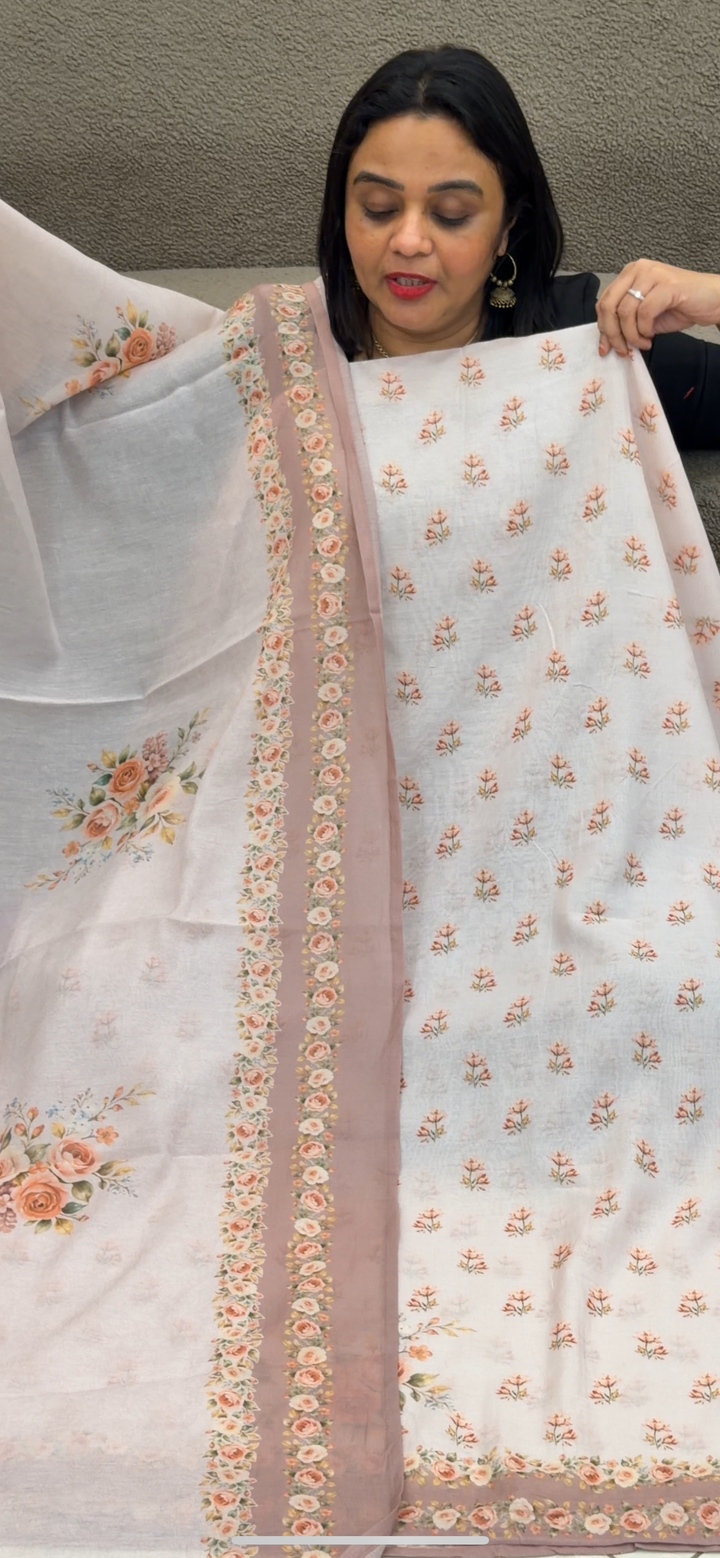 PRINTED MUL CHANDERI UNSTITCHED SALWAR SUITS - NUWA - 1449