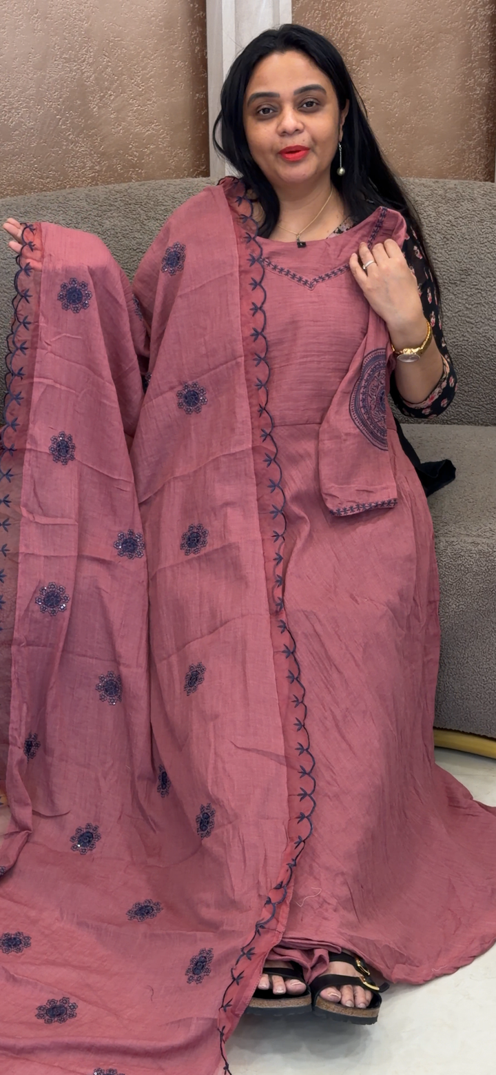 MUL CHANDERI TOP AND DUPATTA - NUWA - 2247