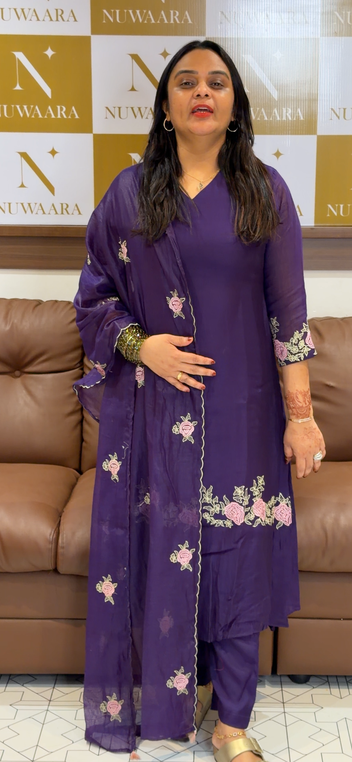 MUL CHANDERI TOP, BOTTOM AND DUPATTA - NUWA - 721