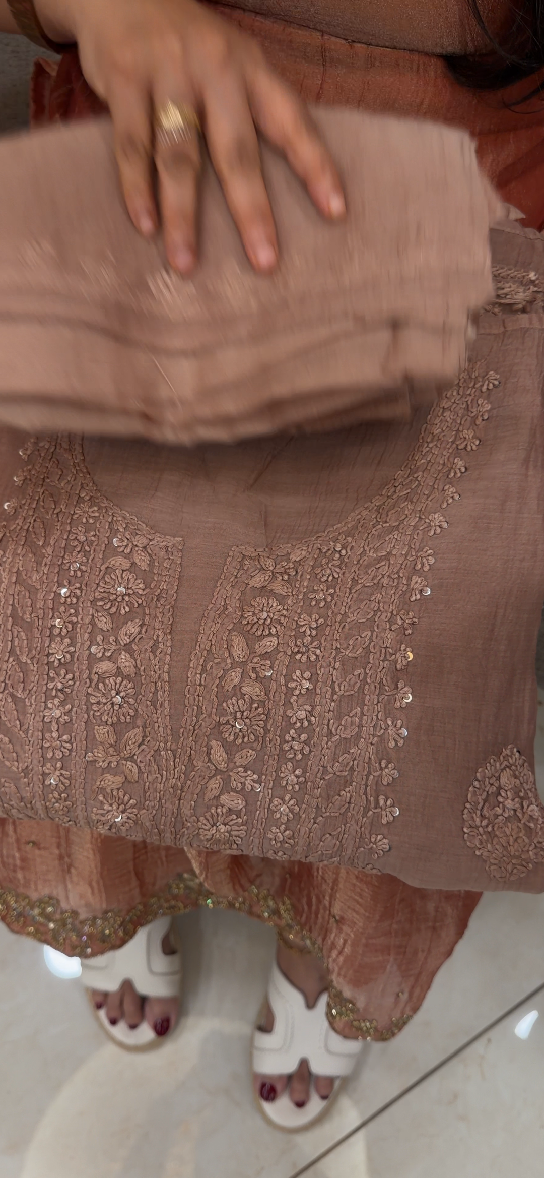 CHIKANKARI UNSTITCHED SALWAR SUITS - NUWA - 1305