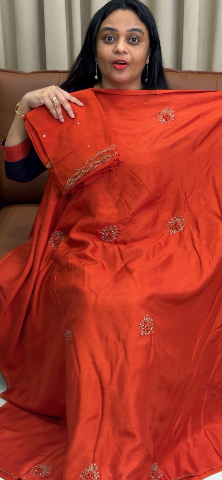 VISCOSE ORGANZA UNSTITCHED SALWAR SUIT - NUWA - 2215