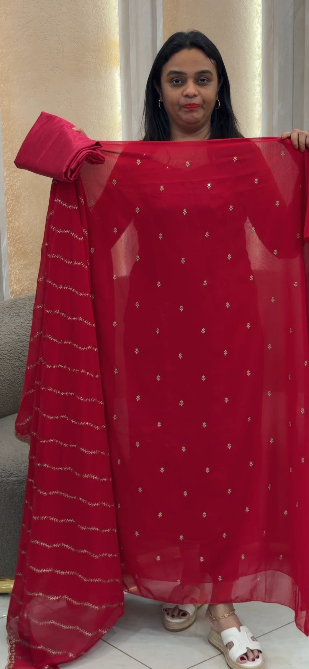 FAUX GEORGETTE UNSTITCHED SALWAR SUITS - NUWA - 1296