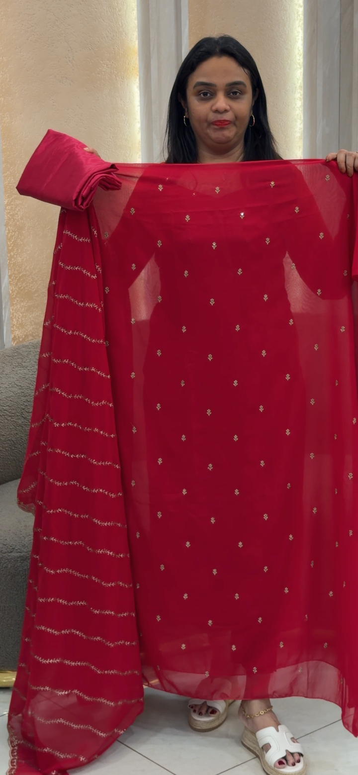 FAUX GEORGETTE UNSTITCHED SALWAR SUITS - NUWA - 1296