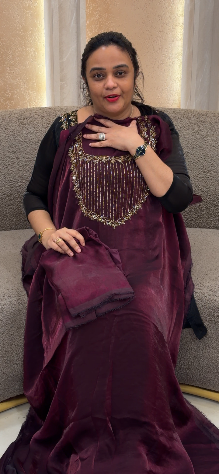 VELVET ORGANZA UNSTITCHED SALWAR SUITS - NUWA - 2019