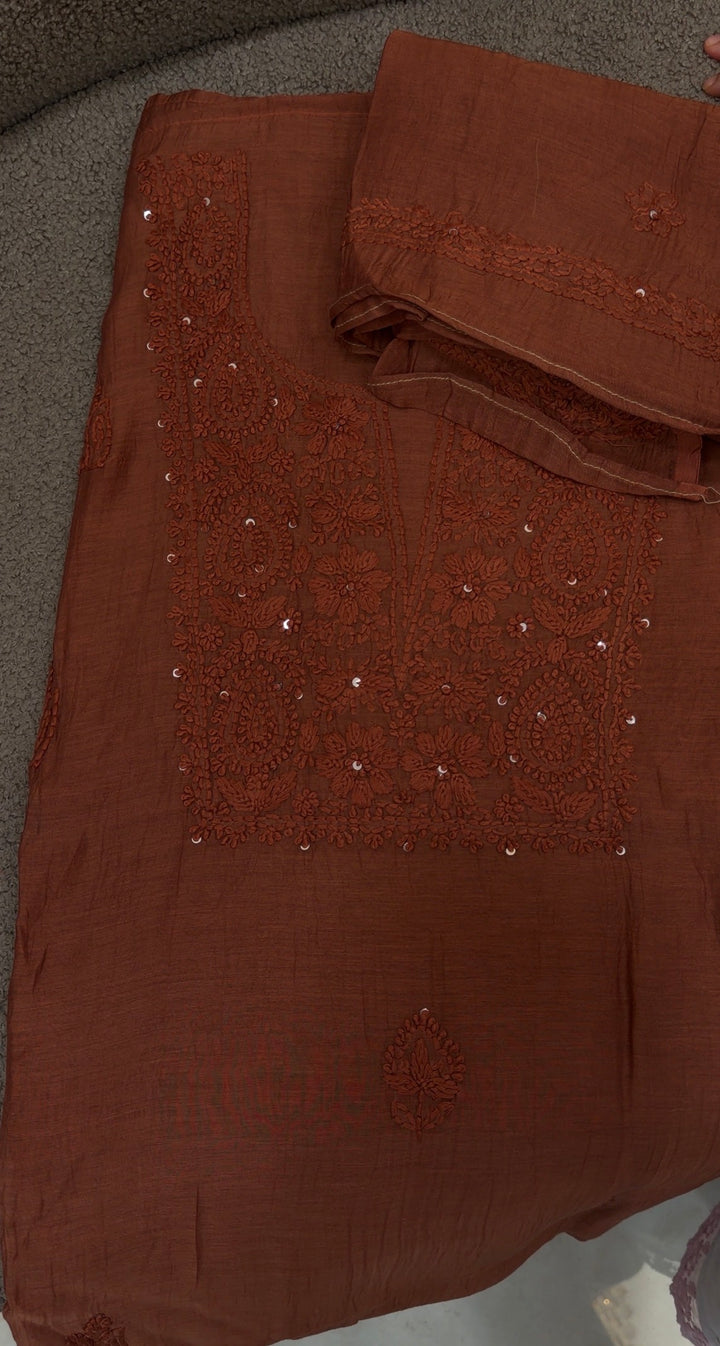 LUCKNOWI CHIKANKARI UNSTITCHED SALWAR SUITS - NUWA-1282