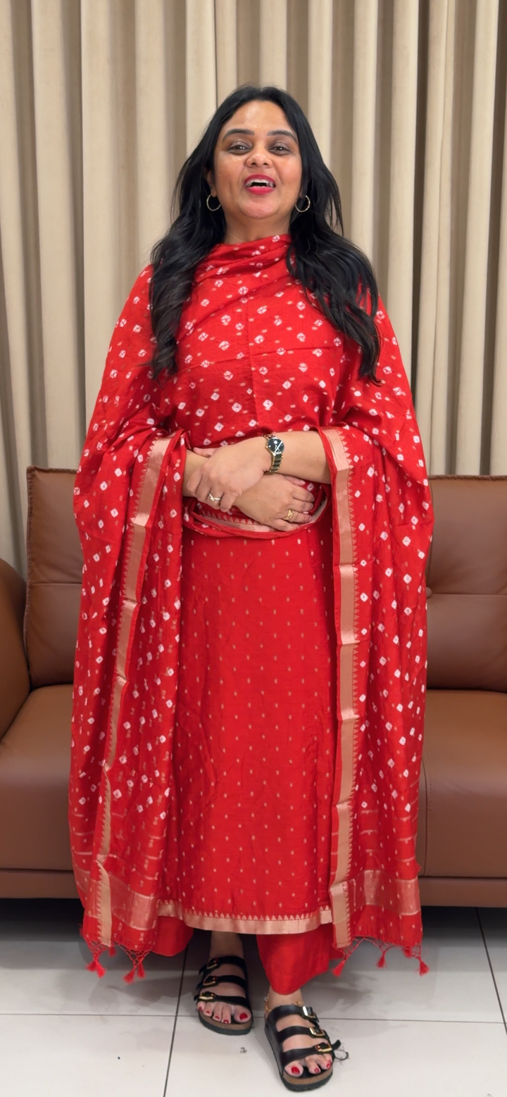 MUL CHANDERI UNSTITCEHD SALWAR SUITS - NUWA - 1712