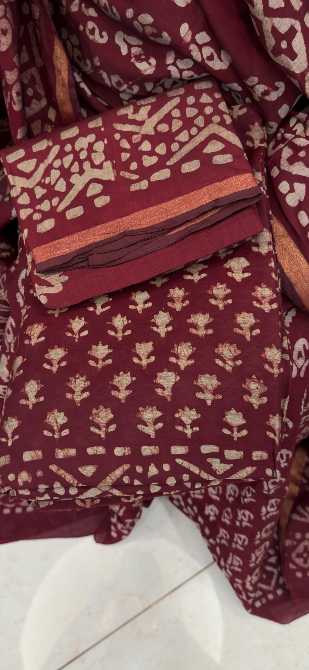 PRINTED CHANDERI UNSTITCHED SALWAR SUITS - NUWA - 1362