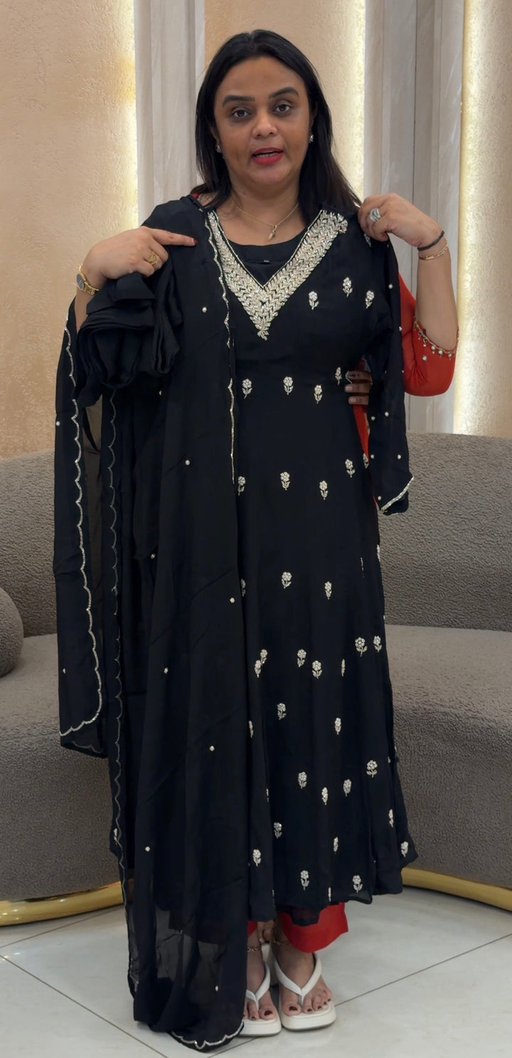 HAND WORK ANARKALI TOP, BOTTOM AND DUPATTA - NUWA-858