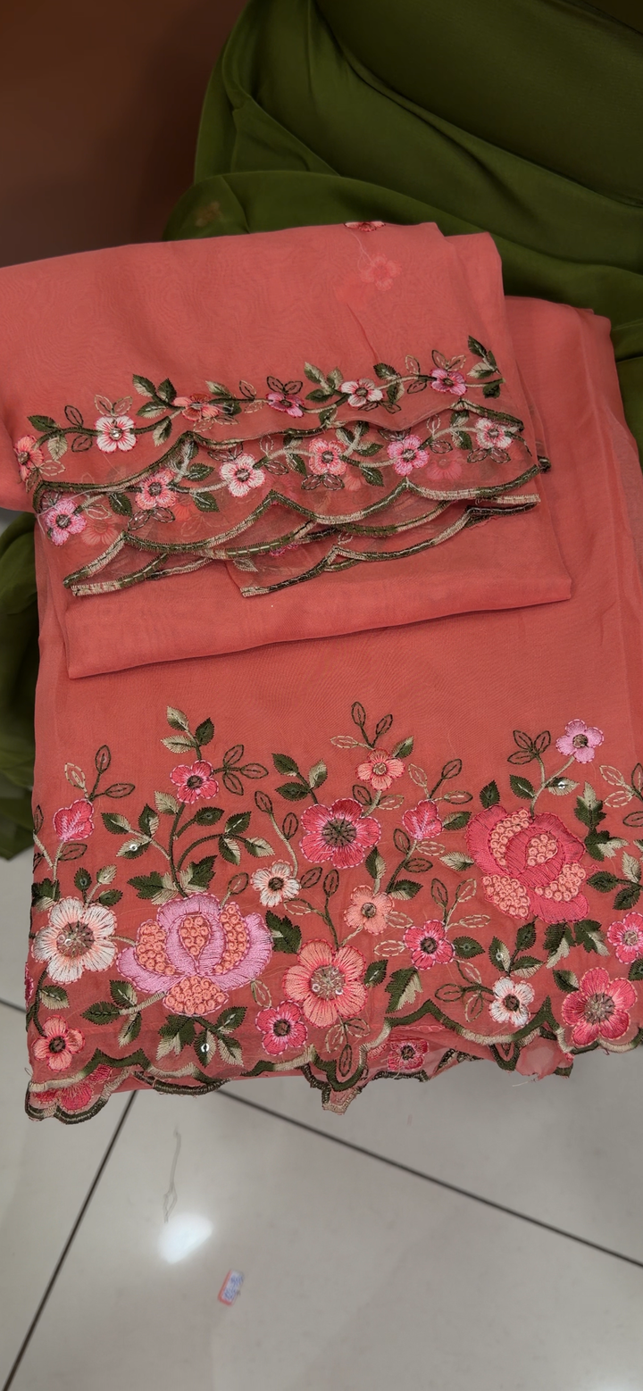 SOFT ORGANZA UNSTITCHED SALWAR SUITS - NUWA - 1533