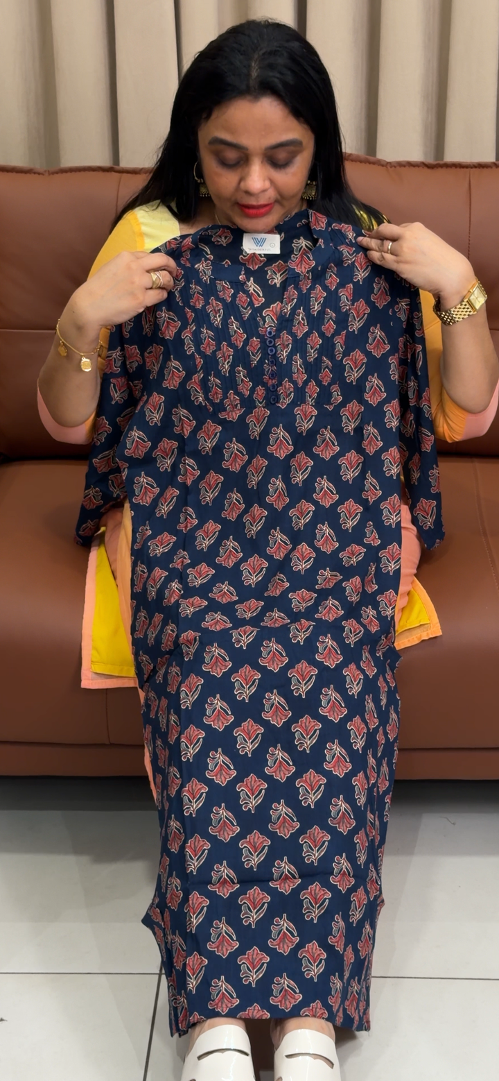 OFFER SALE AJRAKH PRINTED LONG SLITTED TOPS - NUWA - 2386