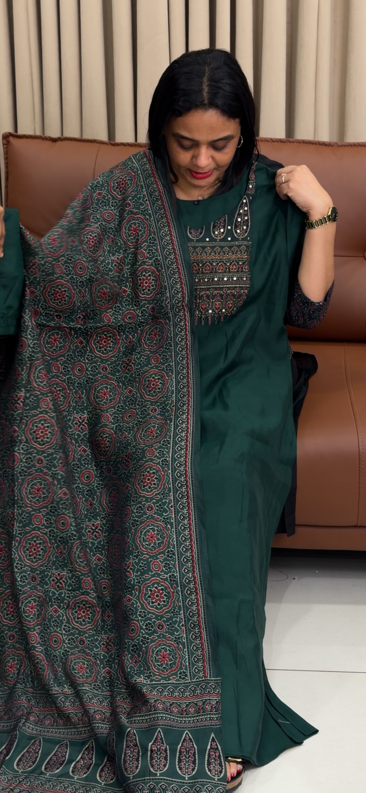 SEMI MODAL TOP, BOTTOM AND DUPATTA - NUWA - 1769