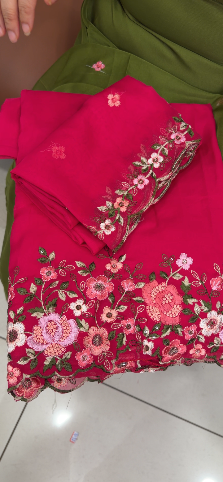 SOFT ORGANZA UNSTITCHED SALWAR SUITS - NUWA - 1533